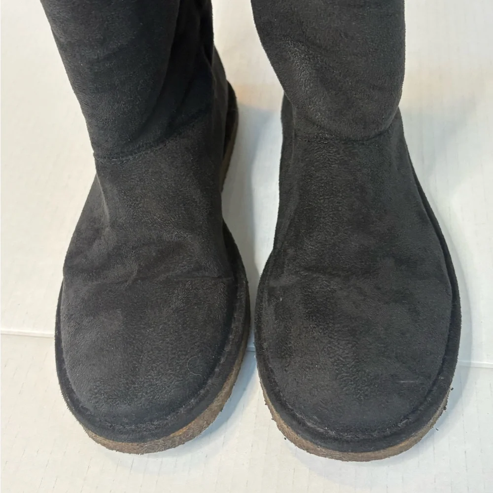 Stella McCartney Womens 37.5 US 7.5 Black Faux Suede Sherpa Over Knee Tall Boot